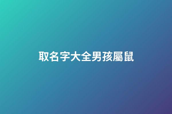 取名字大全男孩屬鼠(男孩的取名寶典屬鼠)-第1張-男孩起名-玄機派