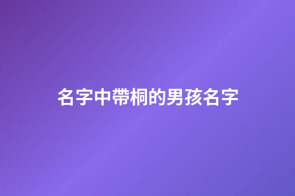 名字中帶桐的男孩名字(取名帶桐男孩名字)-第1張-男孩起名-玄機派