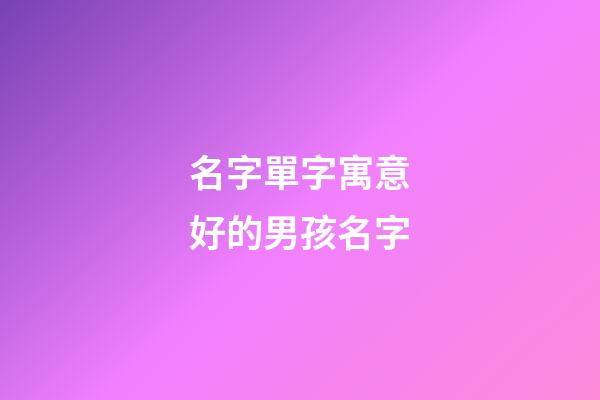 名字單字寓意好的男孩名字(男孩子名字單字寓意的字)-第1張-男孩起名-玄機(jī)派
