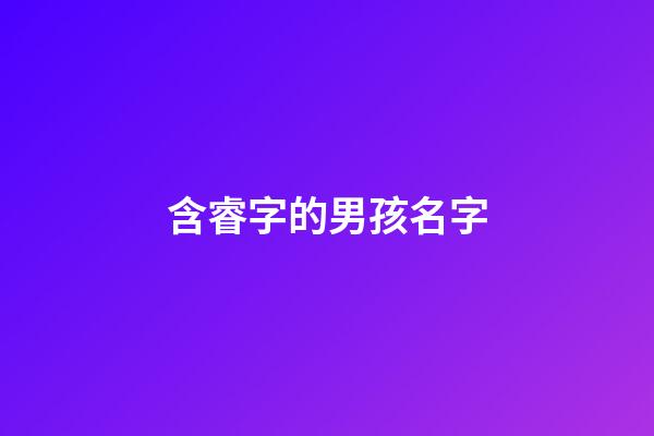含睿字的男孩名字(帶睿字的男孩名字洋氣)-第1張-男孩起名-玄機派
