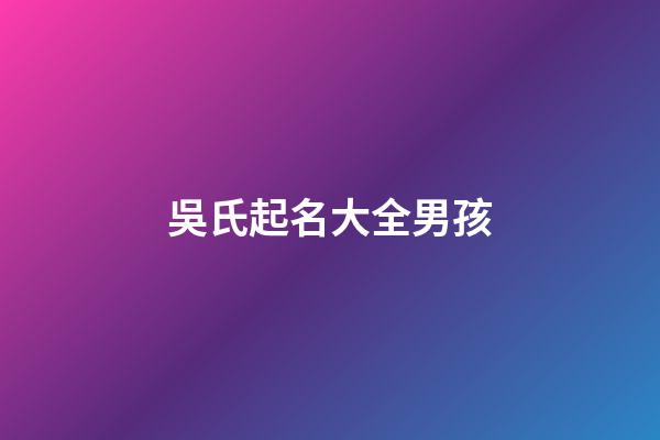 吳氏起名大全男孩(吳氏起名大全男孩子)-第1張-男孩起名-玄機派