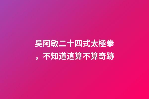吳阿敏二十四式太極拳，不知道這算不算奇跡-第1張-觀點-玄機派