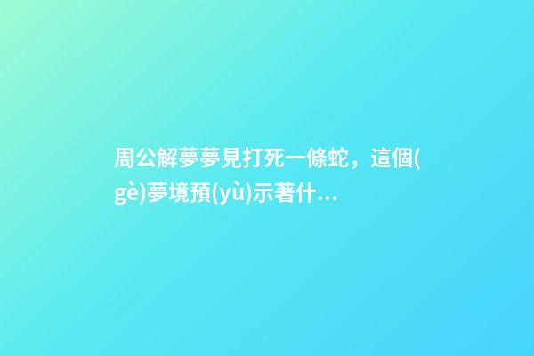 周公解夢夢見打死一條蛇，這個(gè)夢境預(yù)示著什么-第1張-觀點(diǎn)-玄機(jī)派