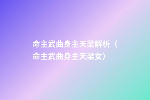 命主武曲身主天梁解析（命主武曲身主天梁女）-第1張-觀點-玄機派