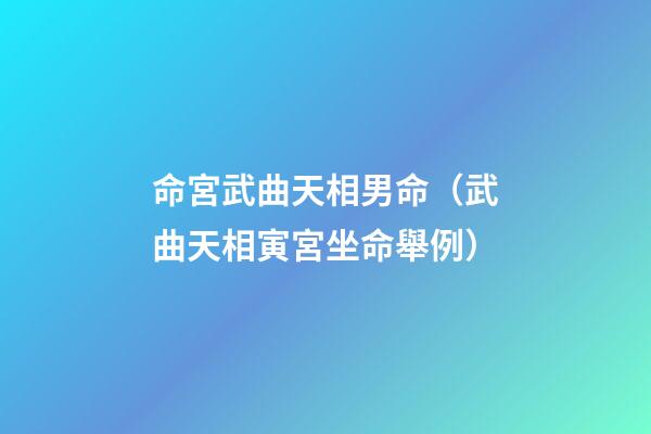 命宮武曲天相男命（武曲天相寅宮坐命舉例）-第1張-觀點(diǎn)-玄機(jī)派