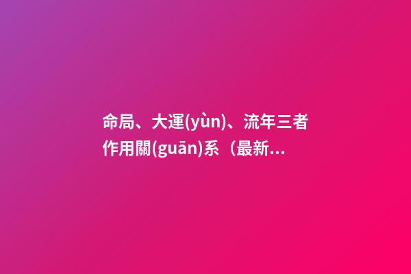 命局、大運(yùn)、流年三者作用關(guān)系（最新）