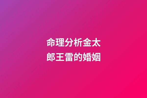 命理分析金太郎王雷的婚姻