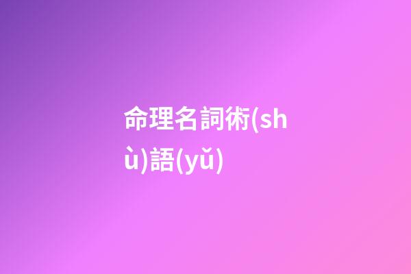 命理名詞術(shù)語(yǔ)