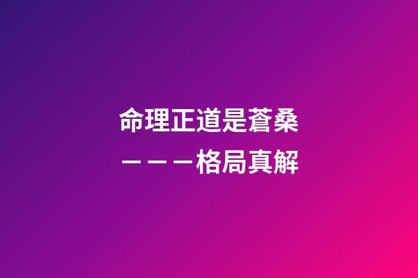 命理正道是蒼桑－－－格局真解