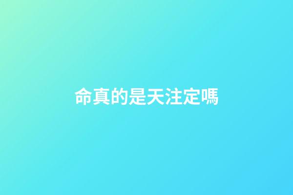 命真的是天注定嗎