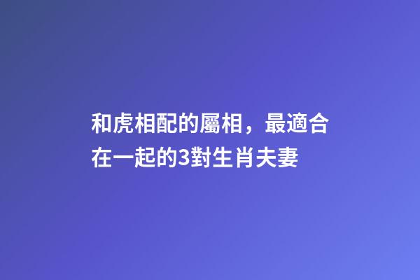 和虎相配的屬相，最適合在一起的3對生肖夫妻-第1張-觀點-玄機派