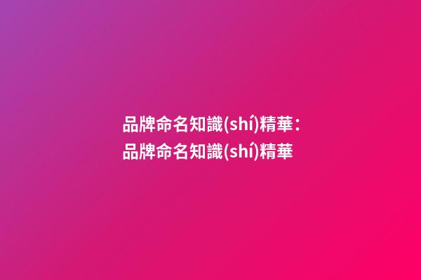 品牌命名知識(shí)精華：品牌命名知識(shí)精華