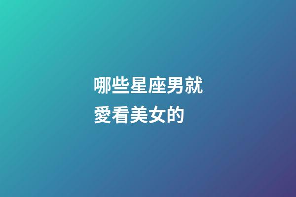 哪些星座男就愛看美女的-第1張-星座運勢-玄機派