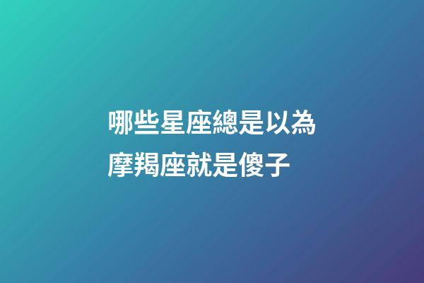 哪些星座總是以為摩羯座就是傻子-第1張-星座運勢-玄機派