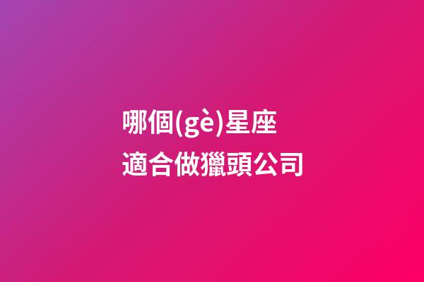 哪個(gè)星座適合做獵頭公司