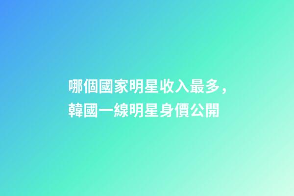 哪個國家明星收入最多，韓國一線明星身價公開-第1張-觀點-玄機派