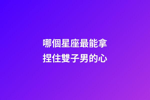 哪個星座最能拿捏住雙子男的心-第1張-星座運勢-玄機派
