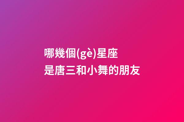 哪幾個(gè)星座是唐三和小舞的朋友-第1張-星座運(yùn)勢(shì)-玄機(jī)派
