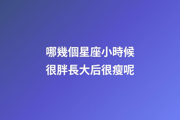 哪幾個星座小時候很胖長大后很瘦呢-第1張-星座運勢-玄機派