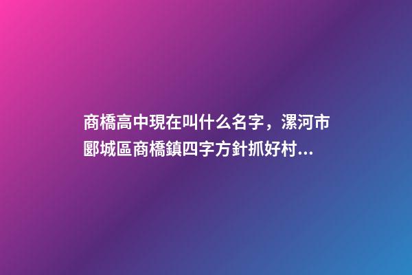 商橋高中現在叫什么名字，漯河市郾城區商橋鎮四字方針抓好村級后備干部培育-第1張-觀點-玄機派