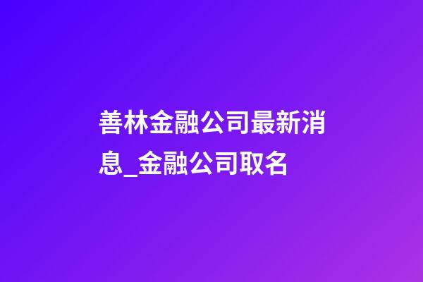善林金融公司最新消息_金融公司取名-第1張-公司起名-玄機(jī)派