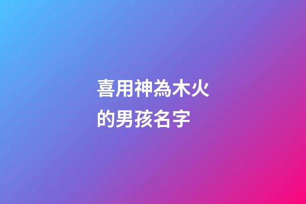 喜用神為木火的男孩名字(喜用神火和木的名字)-第1張-男孩起名-玄機派
