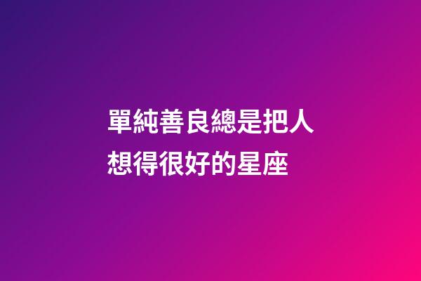 單純善良總是把人想得很好的星座-第1張-星座運勢-玄機派