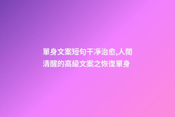 單身文案短句干凈治愈,人間清醒的高級文案之恢復單身-第1張-觀點-玄機派