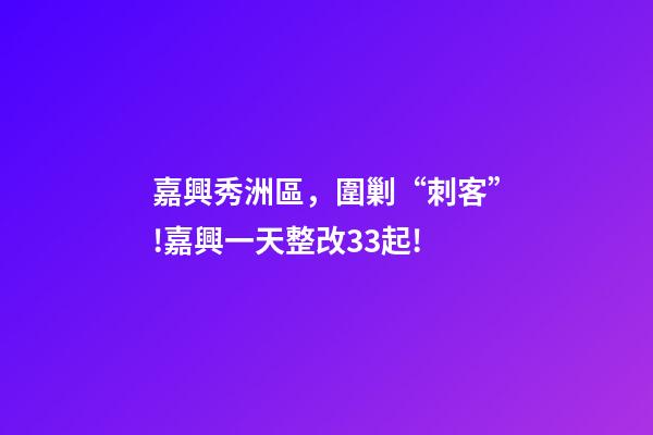 嘉興秀洲區，圍剿“刺客”!嘉興一天整改33起!-第1張-觀點-玄機派