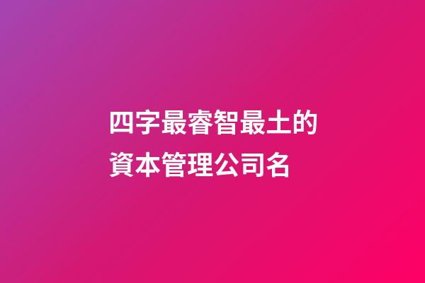 四字最睿智最土的資本管理公司名-第1張-公司起名-玄機派