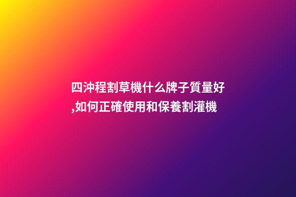 四沖程割草機什么牌子質量好,如何正確使用和保養割灌機(割草機)-第1張-觀點-玄機派