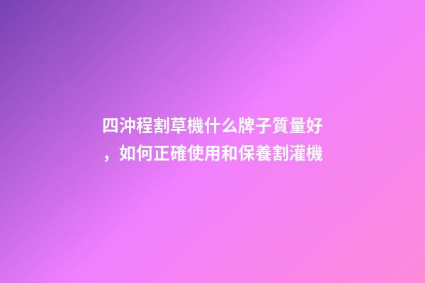 四沖程割草機什么牌子質量好，如何正確使用和保養割灌機(割草機)-第1張-觀點-玄機派