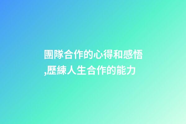 團隊合作的心得和感悟,歷練人生合作的能力-第1張-觀點-玄機派