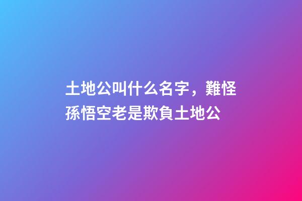土地公叫什么名字，難怪孫悟空老是欺負土地公-第1張-觀點-玄機派
