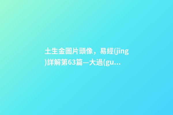 土生金圖片頭像，易經(jīng)詳解第63篇—大過(guò)的過(guò)