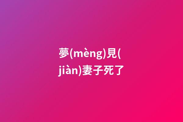 夢(mèng)見(jiàn)妻子死了