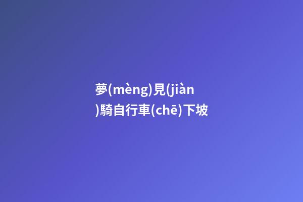 夢(mèng)見(jiàn)騎自行車(chē)下坡