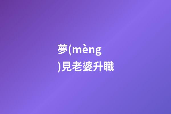 夢(mèng)見老婆升職