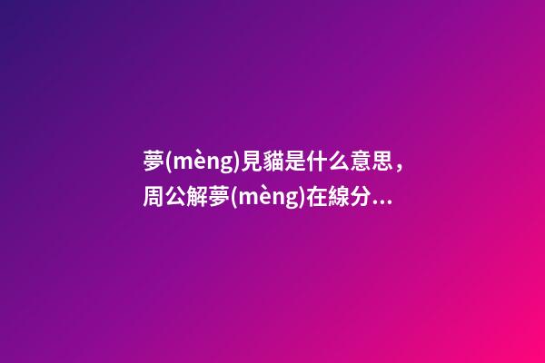 夢(mèng)見貓是什么意思，周公解夢(mèng)在線分析