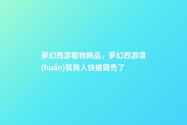 夢幻西游寵物飾品，夢幻西游環(huán)裝商人快被薅禿了-第1張-觀點(diǎn)-玄機(jī)派