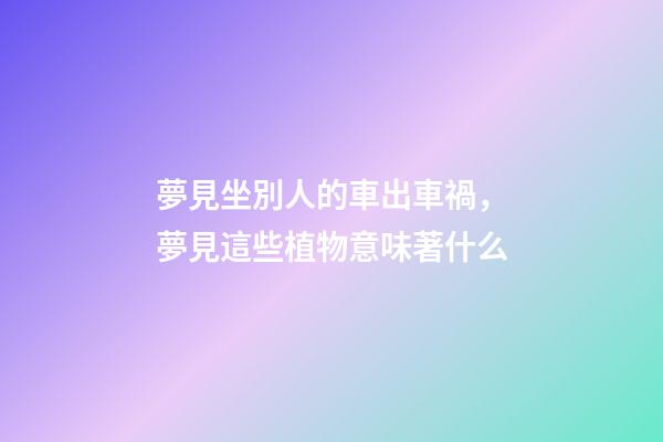 夢見坐別人的車出車禍，夢見這些植物(水果)意味著什么