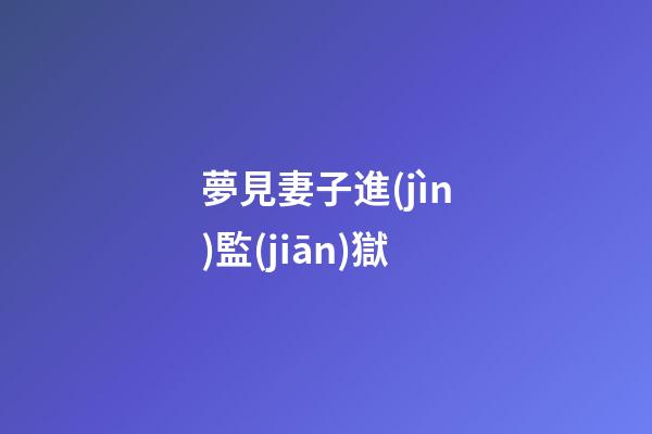 夢見妻子進(jìn)監(jiān)獄