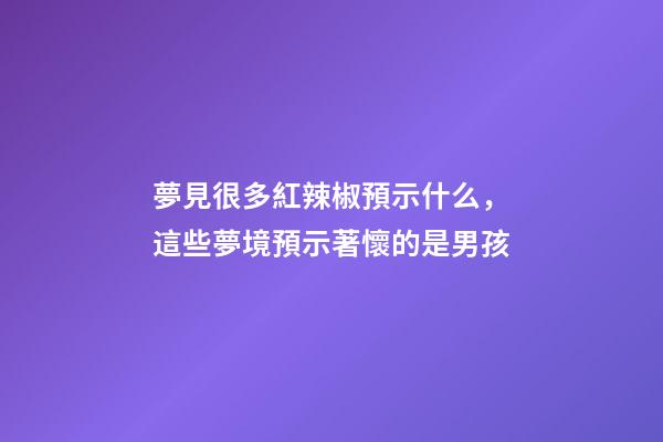夢見很多紅辣椒預示什么，這些夢境預示著懷的是男孩-第1張-觀點-玄機派