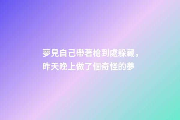 夢見自己帶著槍到處躲藏，昨天晚上做了個奇怪的夢