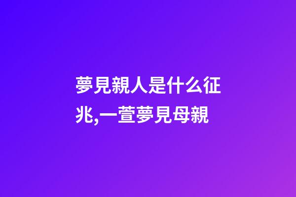 夢見親人是什么征兆,一萱夢見母親-第1張-觀點-玄機派