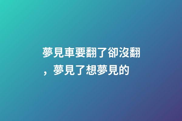 夢見車要翻了卻沒翻，夢見了想夢見的