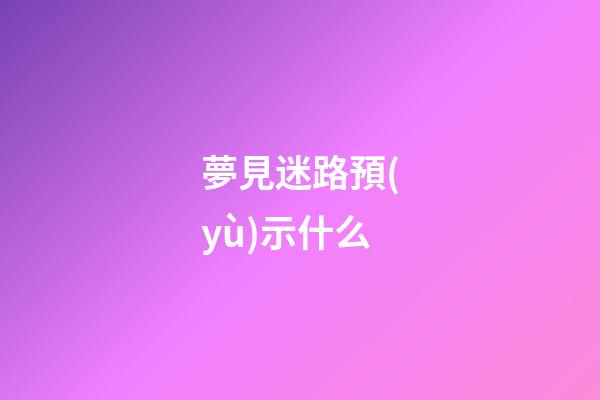 夢見迷路預(yù)示什么