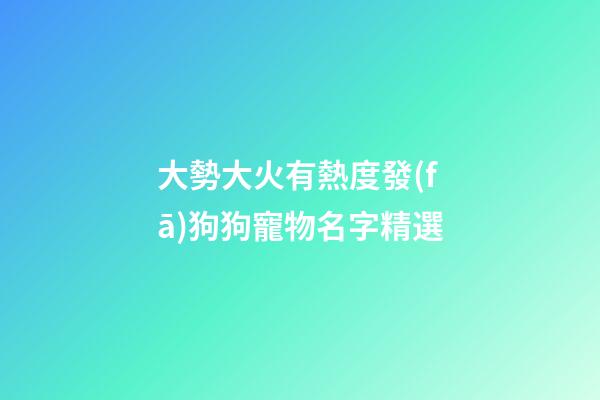 大勢大火有熱度發(fā)狗狗寵物名字精選