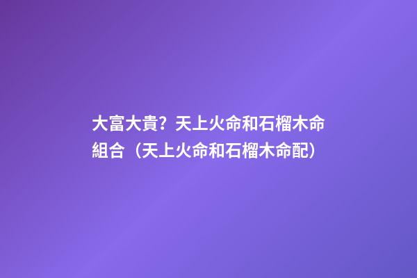 大富大貴？天上火命和石榴木命組合（天上火命和石榴木命配）