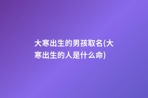 大寒出生的男孩取名(大寒出生的人是什么命)
